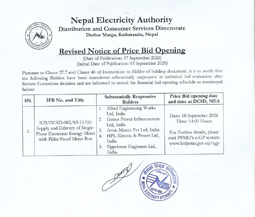 Supply and Delivery of Single Phase Electronic Energy  Meter with Pilfer Proof Meter Box